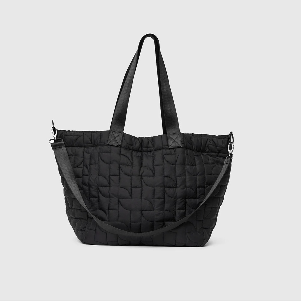 Figs Black Quilted Tote Bag